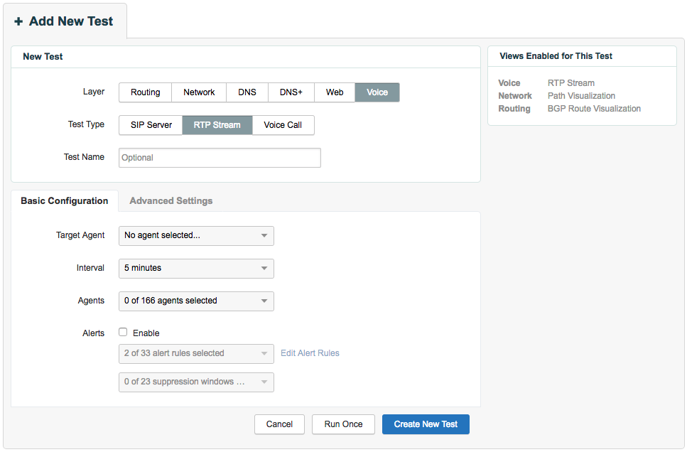 RTP Stream Test Settings - ThousandEyes Documentation